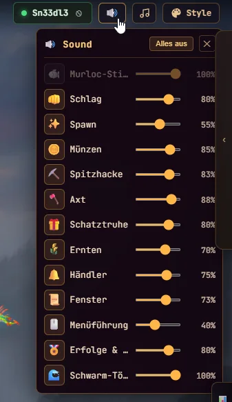Jedes Geräusch hat einen eigenen Regler
