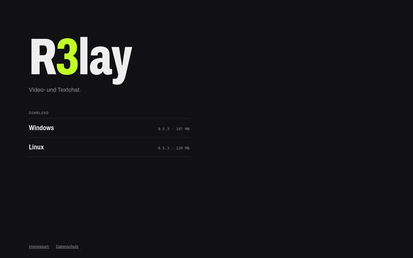 Downloadseite von R3lay für Windows und Linux