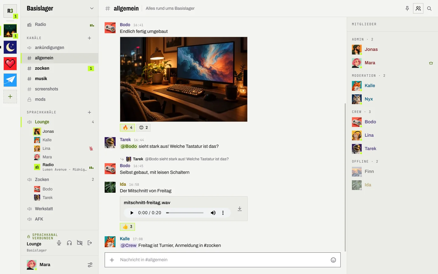 Textkanal im hellen Thema